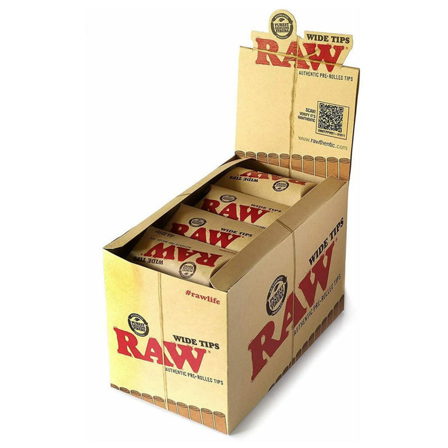Raw Pre-rolled Wide Tips 20ct with packaging