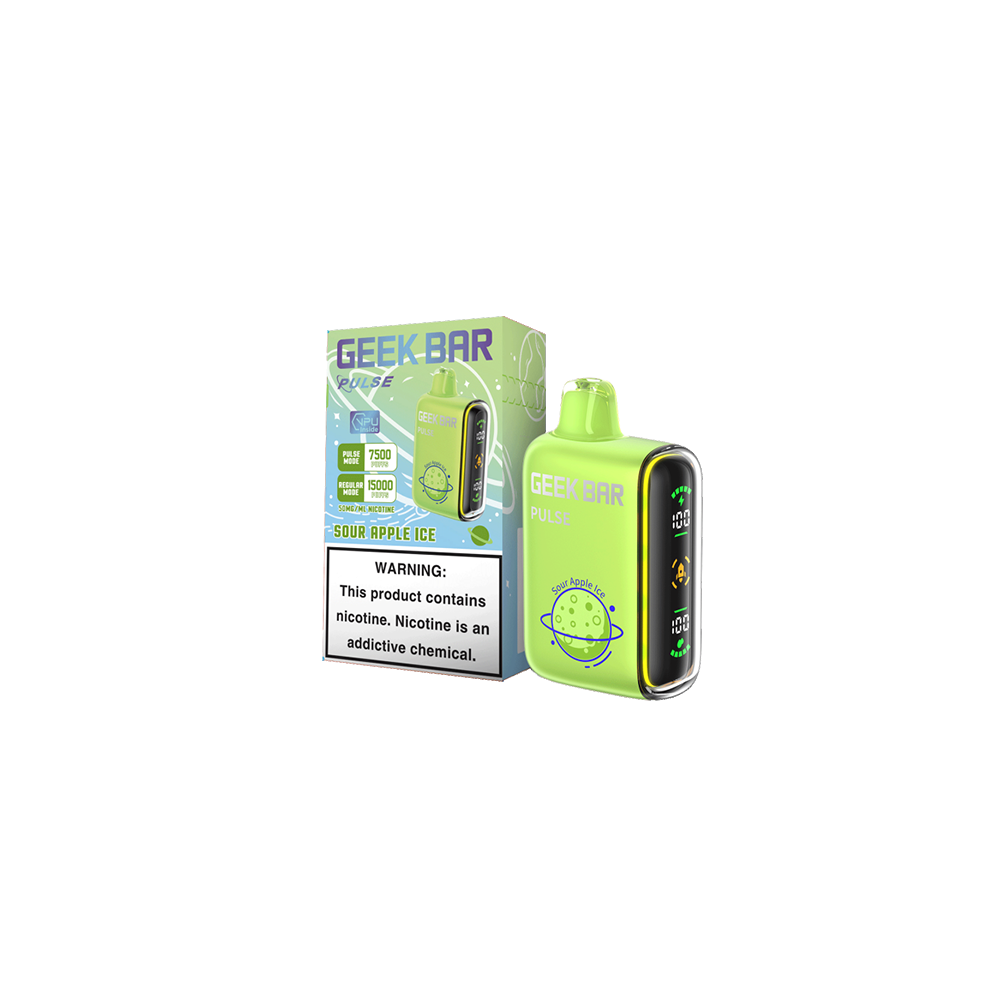 Geek Bar Pulse 7500 Puffs 5% | Sour Apple Ice with packaging