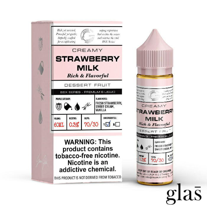 GLAS BSX TFN Series E-Liquid 3mg | 60mL (Freebase) Strawberry Milk with Packaging