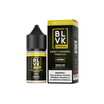BLVK TFN Salt Series E-Liquid 30mL (Salt Nic) | Sweet Caramel Tobacco with packaging