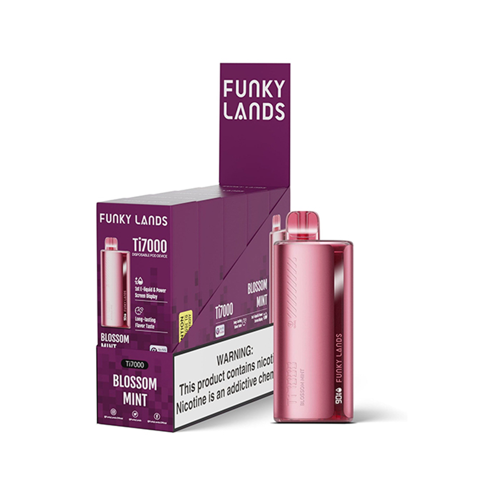 Funky Lands Ti7000 Disposable 7000 Puff 12.8mL 40-50mg | MOQ 5 Blossom Mint with Packaging