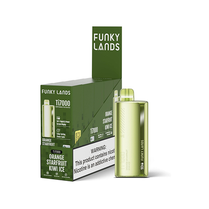 Funky Lands Ti7000 Disposable 7000 Puff 12.8mL 40-50mg | MOQ 5 Orange Starfruit Kiwi Ice with Packaging
