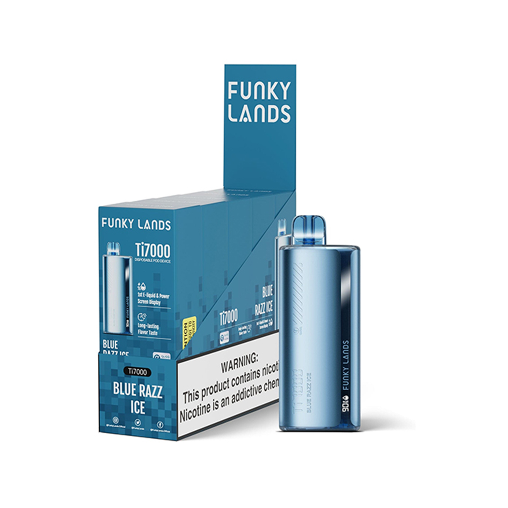 Funky Lands Ti7000 Disposable 7000 Puff 12.8mL 40-50mg | MOQ 5 Blue Razz Ice with Packaging