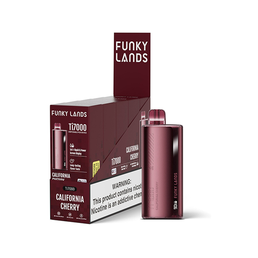 Funky Lands Ti7000 Disposable 7000 Puff 12.8mL 40-50mg | MOQ 5 California Cherry with Packaging