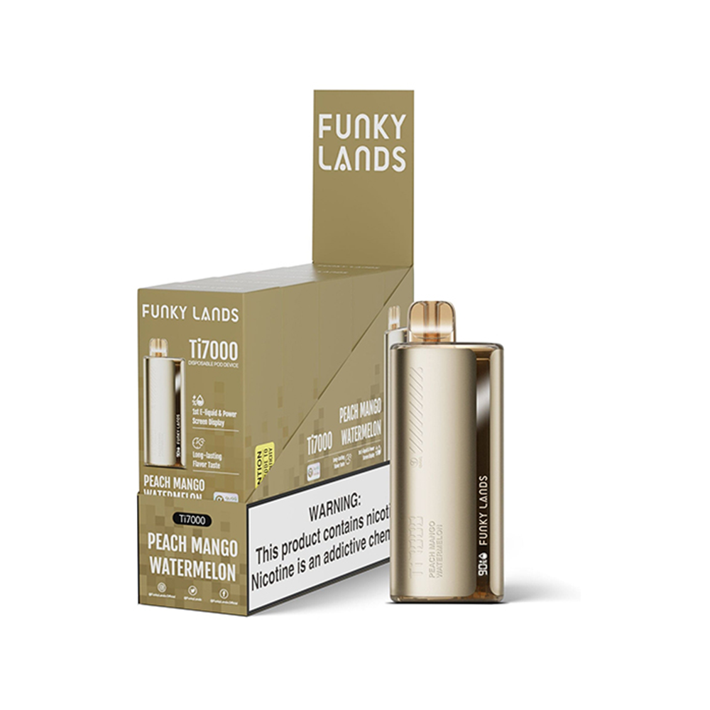 Funky Lands Ti7000 Disposable 7000 Puff 12.8mL 40-50mg | MOQ 5 Peach Mango Watermelon with Packaging
