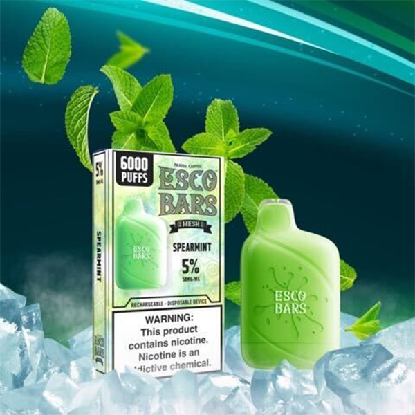 Esco Bars Mesh Disposable | 6000 Puffs | 15mL | 50mg | Spearmint with packaging