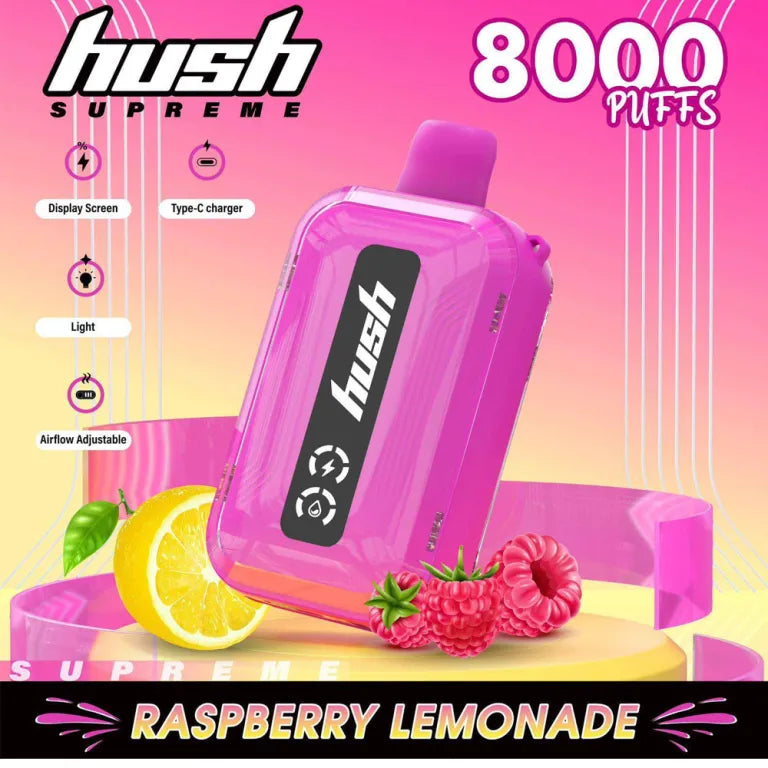 Hush Supreme 8000 Puffs 5% | Raspberry Lemonade