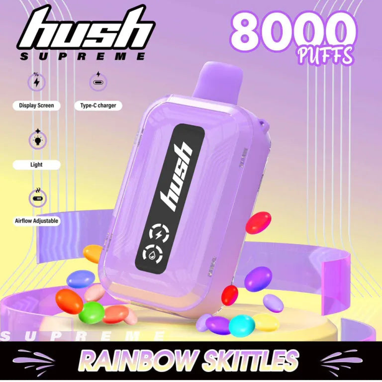 Hush Supreme 8000 Puffs 5% | Rainbow Skittles