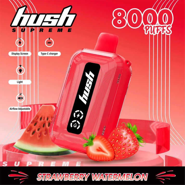 Hush Supreme 8000 Puffs 5% | Strawberry Watermelon