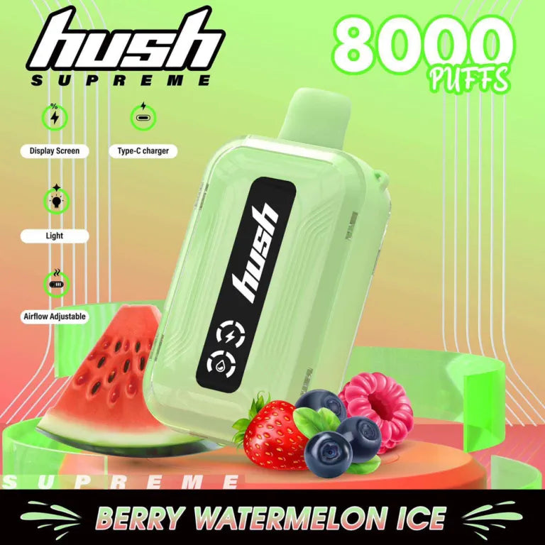 Hush Supreme 8000 Puffs 5% | Berry Watermelon Ice
