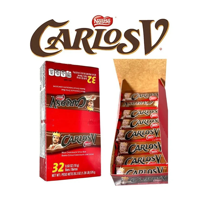 CARLOS V MILK CHOCOLATE STYLE BAR 32CT
