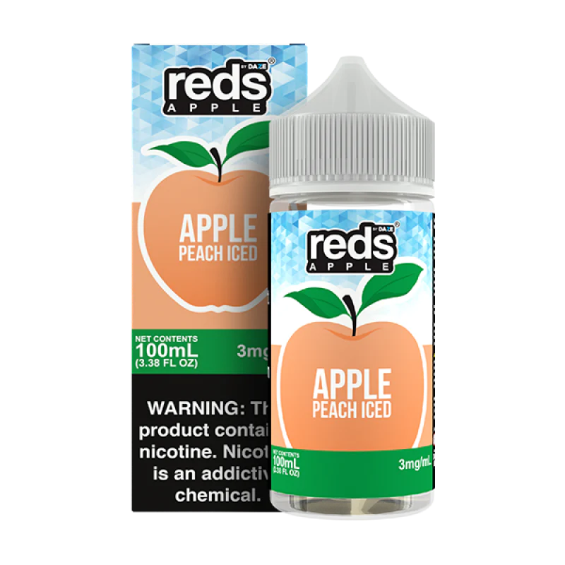 7Daze Reds E-Liquid 100mL (Freebase) | Apple Peach Iced with packaging