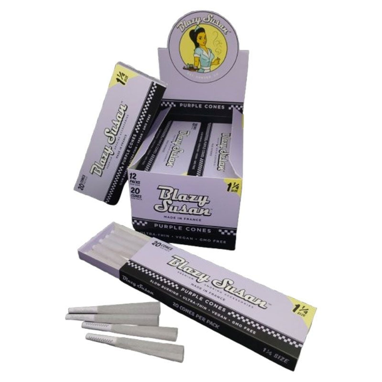 Blazy Susan Cones 1 1/4 20/12 Pk Purple with packaging