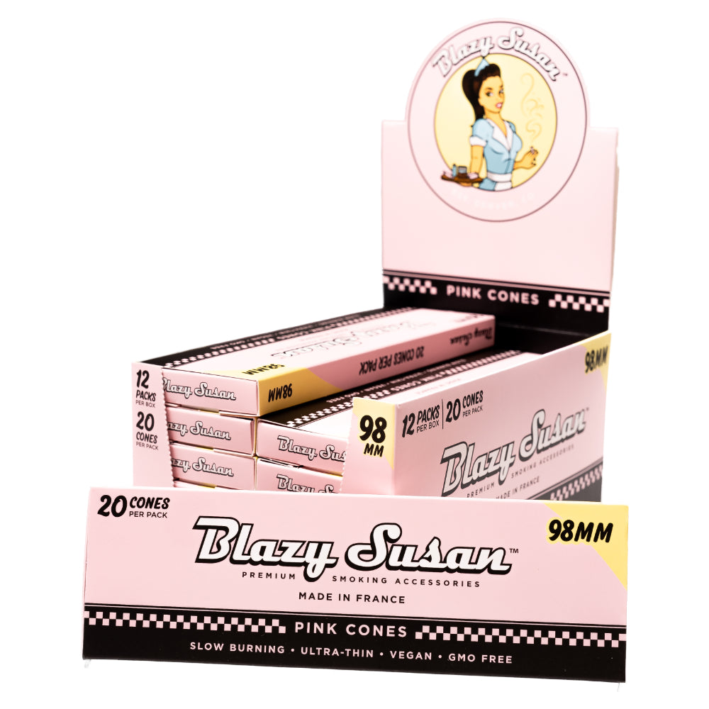 Blazy Susan Cones Box 98mm 20/12pk Pink with packaging