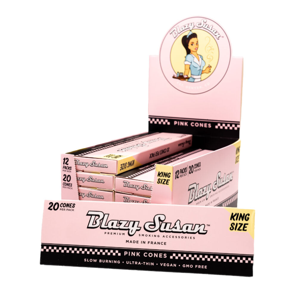 Blazy Susan Cones Box King Size 20/12pk Pink with packaging
