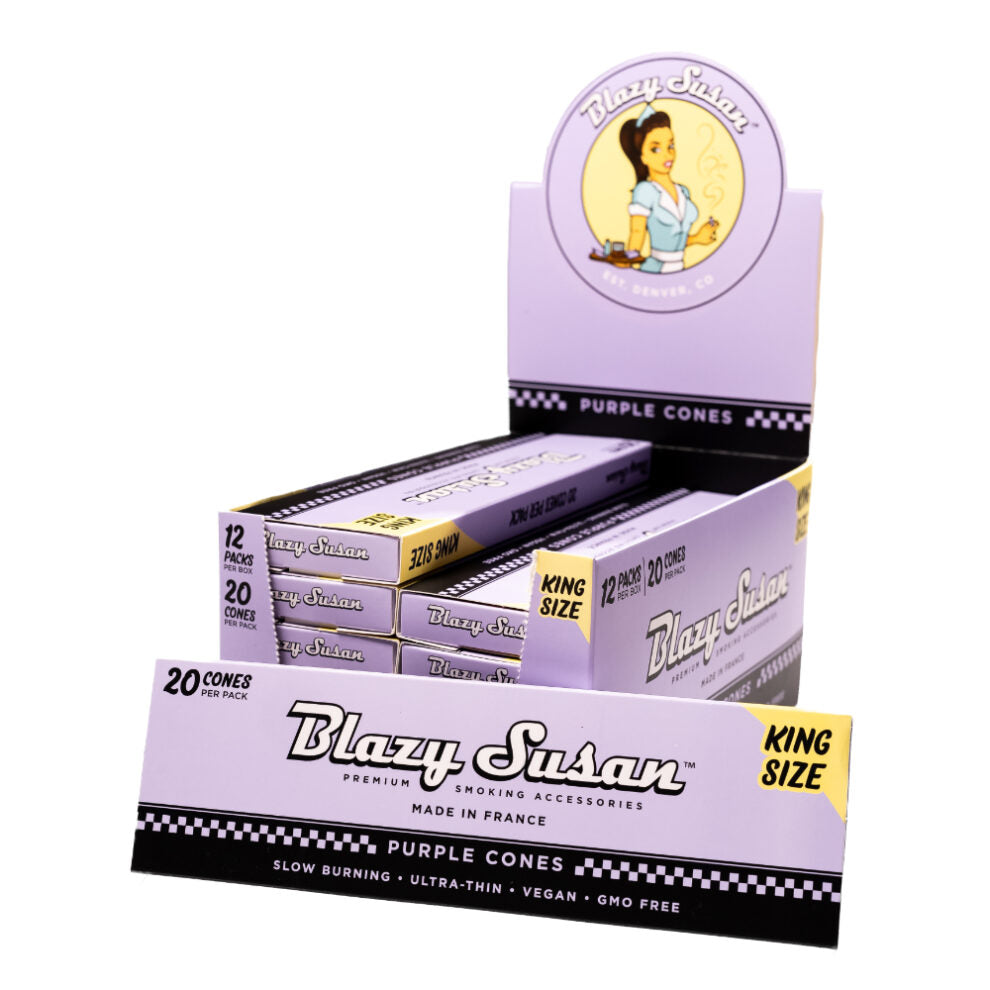 Blazy Susan Cones Box King Size 20/12pk Purple with packaging