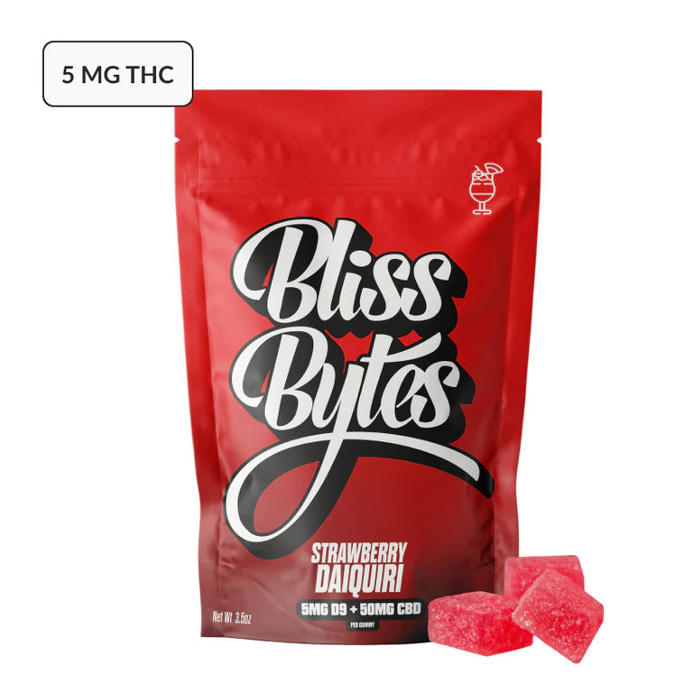 Bliss Bytes THC Gummies 20/10pk Strawberry Daiquiri with packaging
