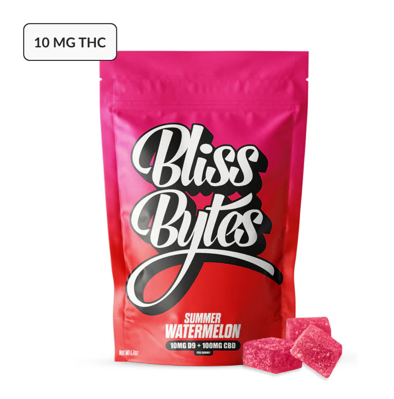 Bliss Bytes THC Gummies 20/10pk Summer Watermelon with packaging