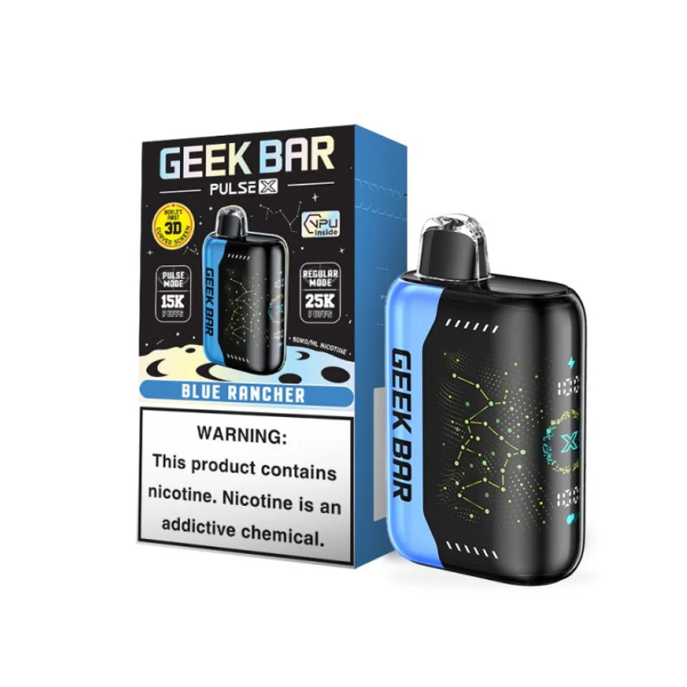 Geek Bar Pulse X Disposable 25000 Puffs 18mL 50mg | MOQ 10 | Blue Rancher with packaging