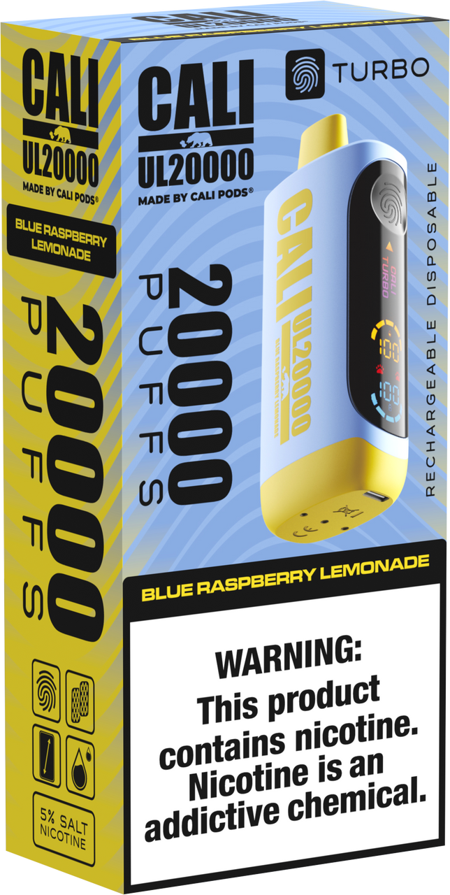 Cali Pod UL20000 6ct Blue Raspberry Lemonade Packaging