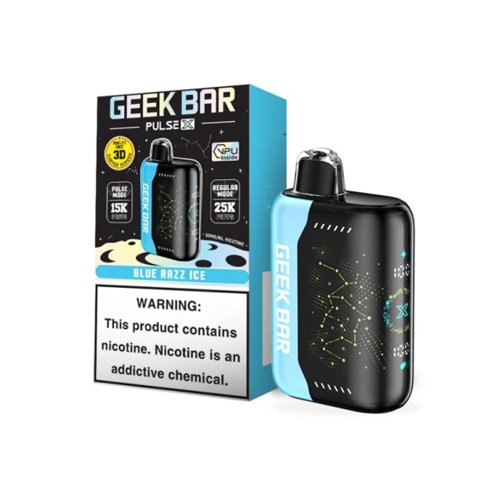 Geek Bar Pulse X Disposable 25000 Puffs 18mL 50mg | MOQ 10 | Blue Razz Ice with packaging