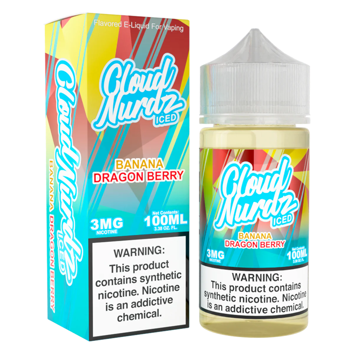 Cloud Nurdz Series E-Liquid 100mL 0mg (Freebase) | Banana Dragon Berry Ice with packaging