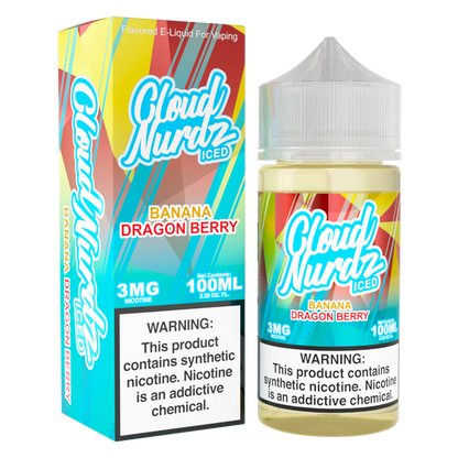 Cloud Nurdz Series E-Liquid 100mL 0mg (Freebase) | Banana Dragon Berry Ice with packaging