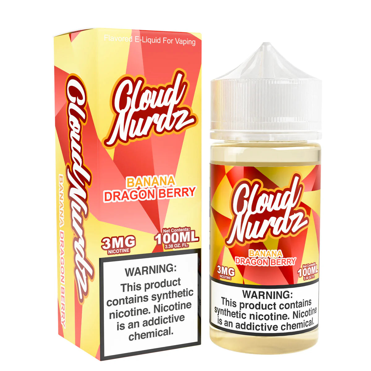 Cloud Nurdz Series E-Liquid 100mL 3mg (Freebase) | Banana Dragon Berry with packaging