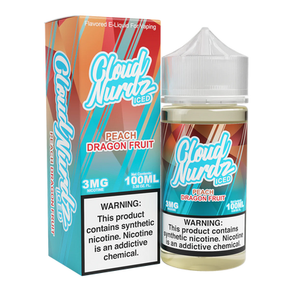 Cloud Nurdz Series E-Liquid 100mL (Freebase) Peach Dragon Fruit Ice with Packaging