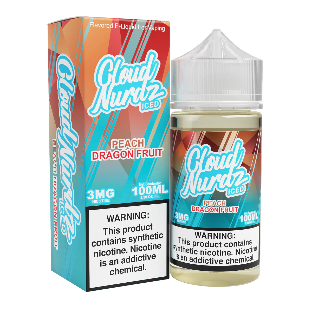 Cloud Nurdz Series E-Liquid 100mL (Freebase) Peach Dragon Fruit Ice with Packaging