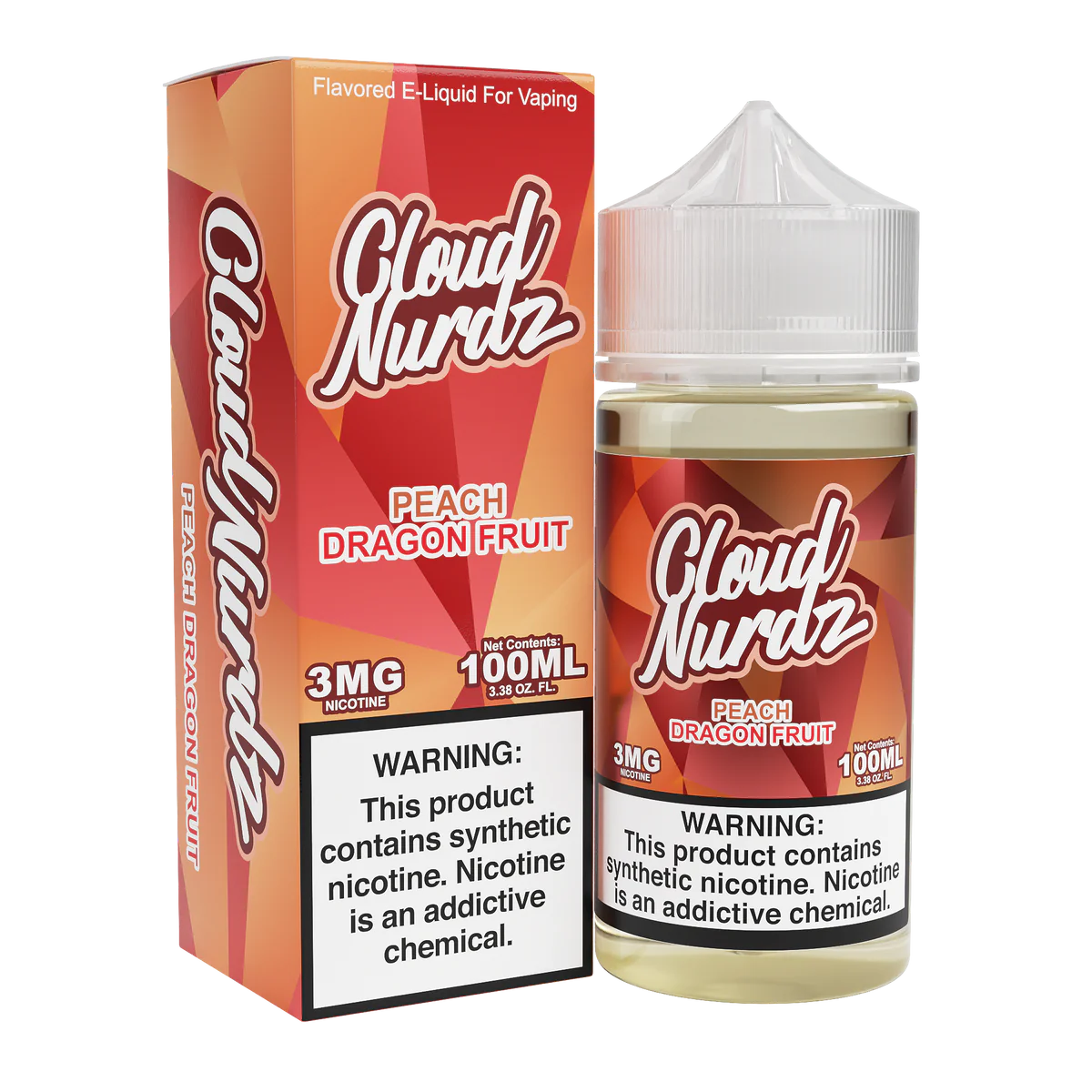 Cloud Nurdz Series E-Liquid 100mL (Freebase) Peach Dragon Fruit with Packaging