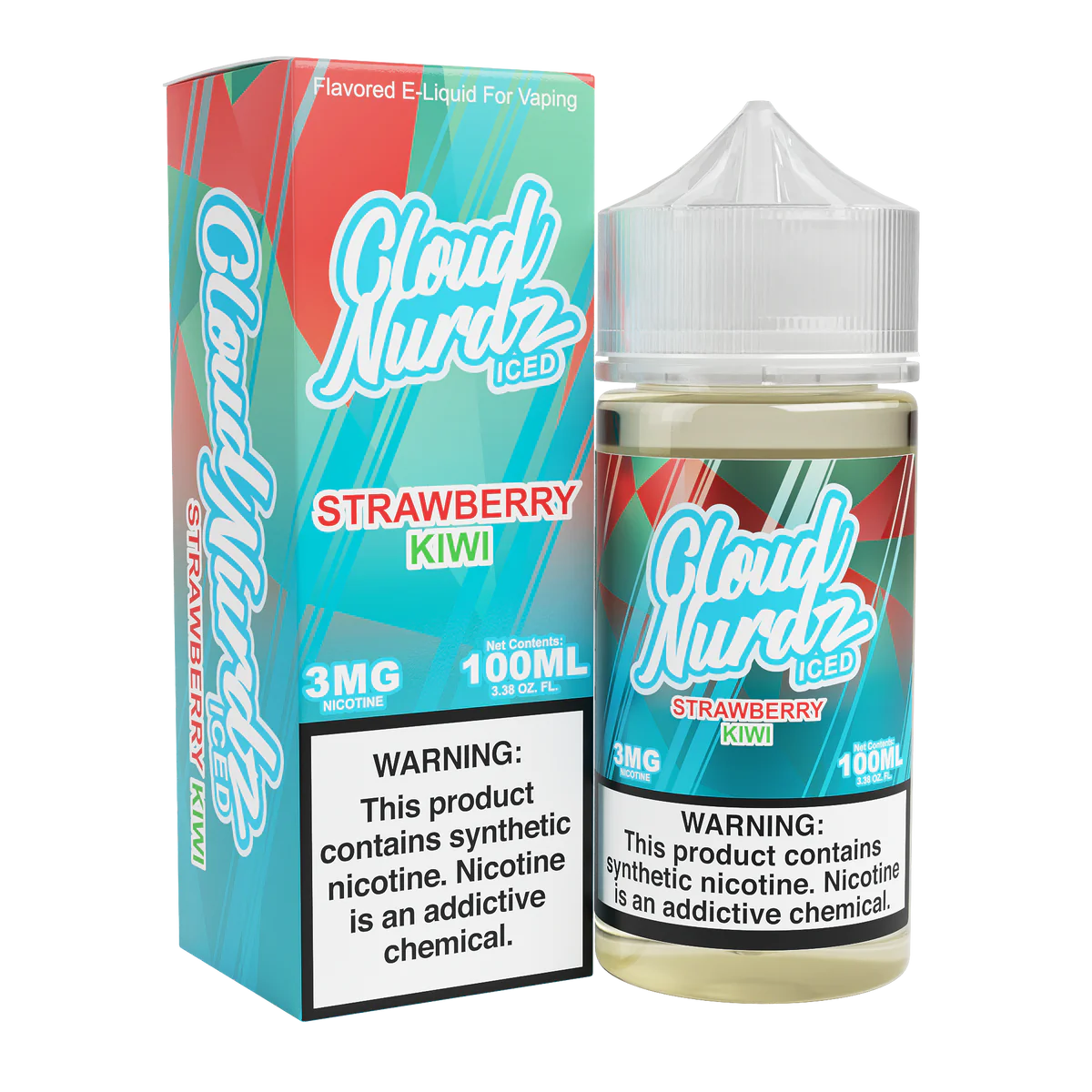 Cloud Nurdz Series E-Liquid 100mL (Freebase) Strawberry Kiwi Ice with Packaging