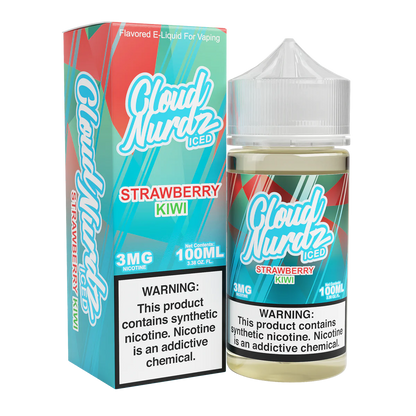 Cloud Nurdz Series E-Liquid 100mL (Freebase) Strawberry Kiwi Ice with Packaging