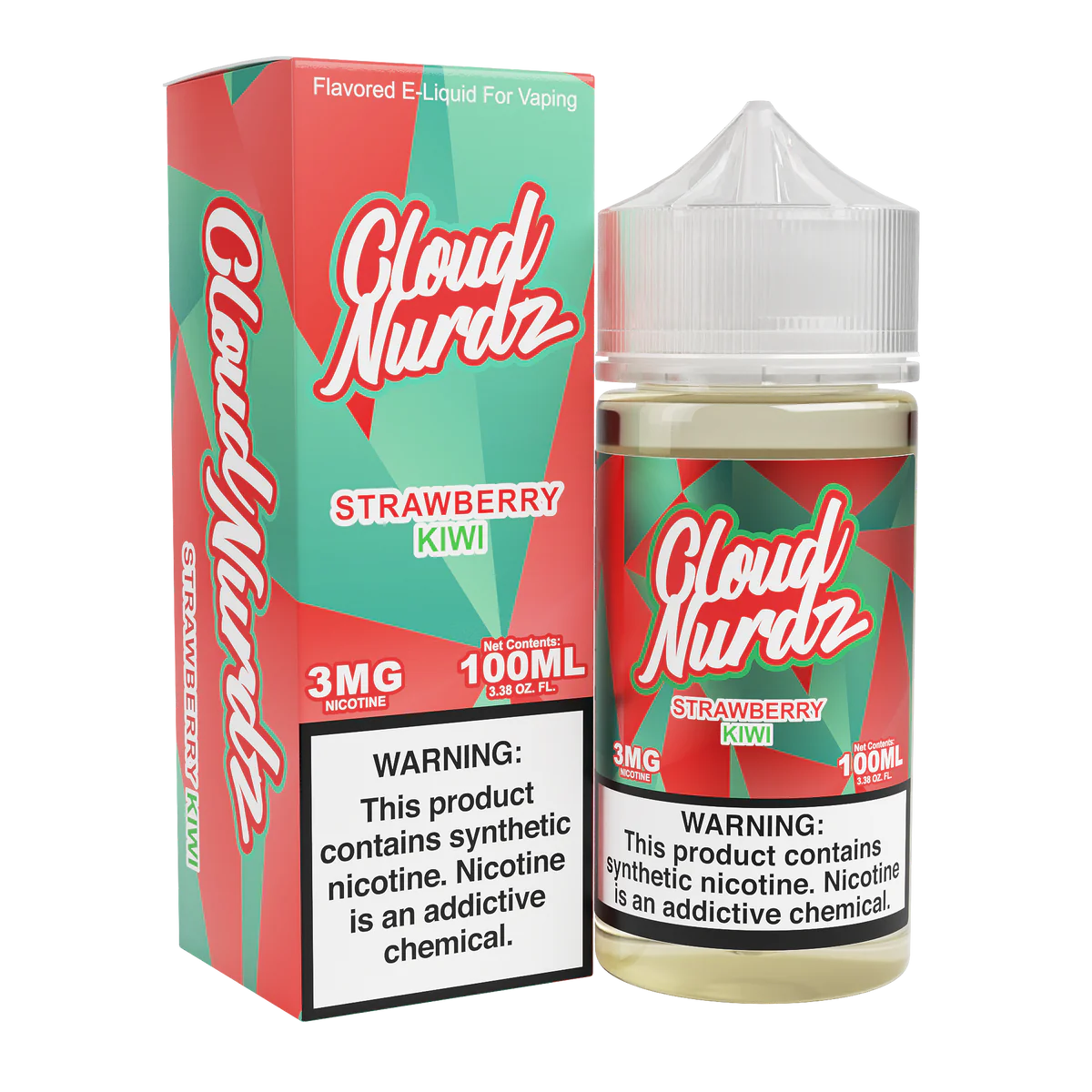 Cloud Nurdz Series E-Liquid 100mL (Freebase) Strawberry Kiwi with Packaging