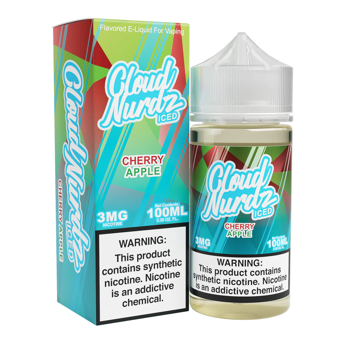 Cloud Nurdz Series E-Liquid 100mL (Freebase) Cherry Apple Ice with Packaging