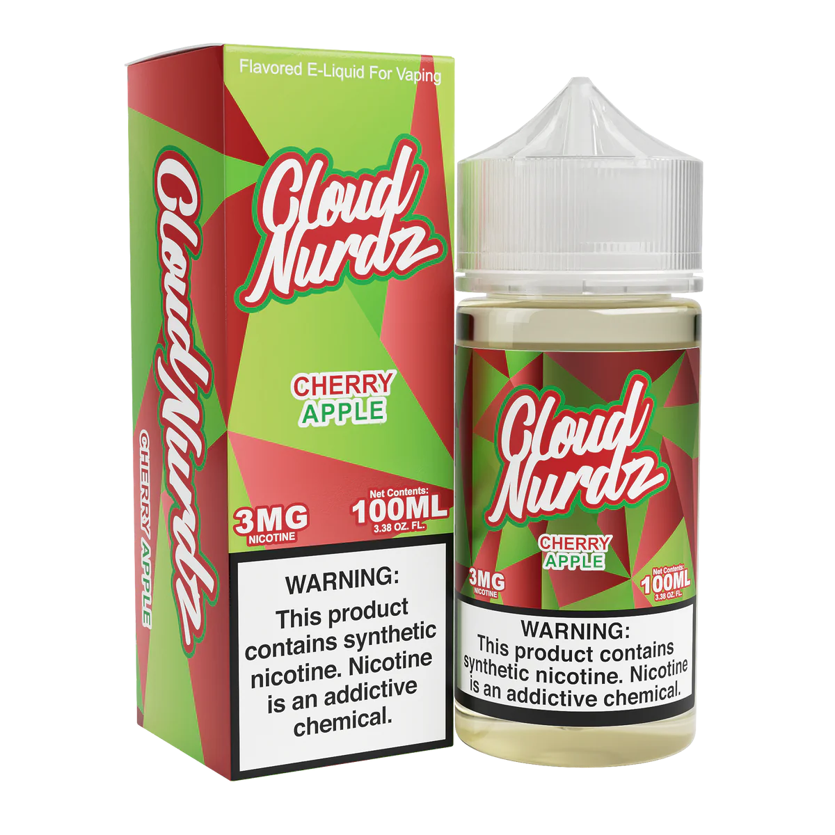 Cloud Nurdz Series E-Liquid 100mL (Freebase) Cherry Apple with Packaging