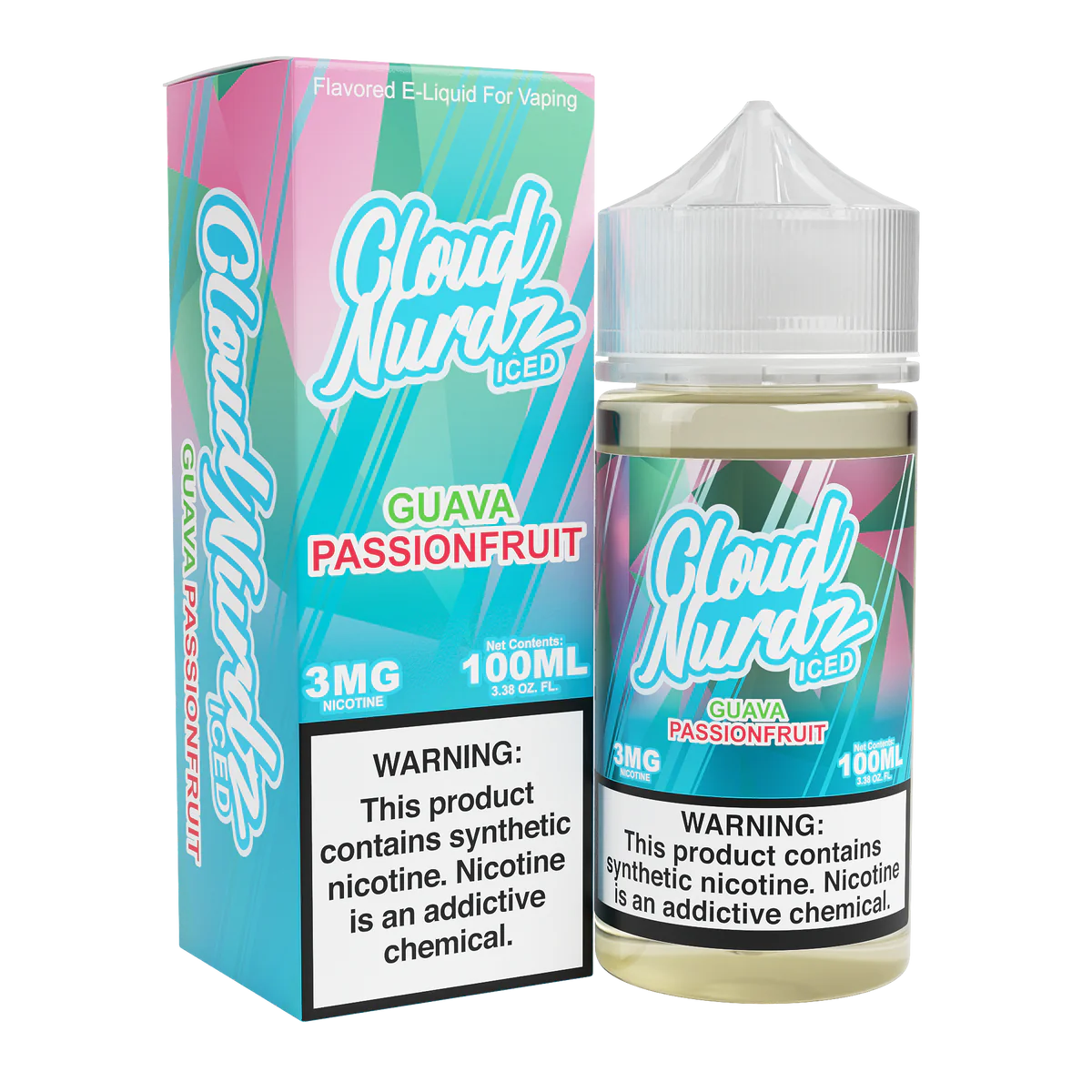 Cloud Nurdz Series E-Liquid 100mL (Freebase) Guava Passionfruit Ice with Packaging