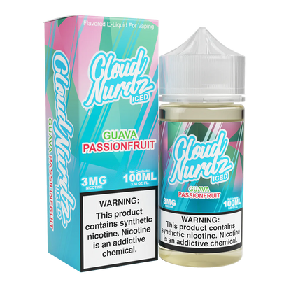 Cloud Nurdz Series E-Liquid 100mL (Freebase) Guava Passionfruit Ice with Packaging