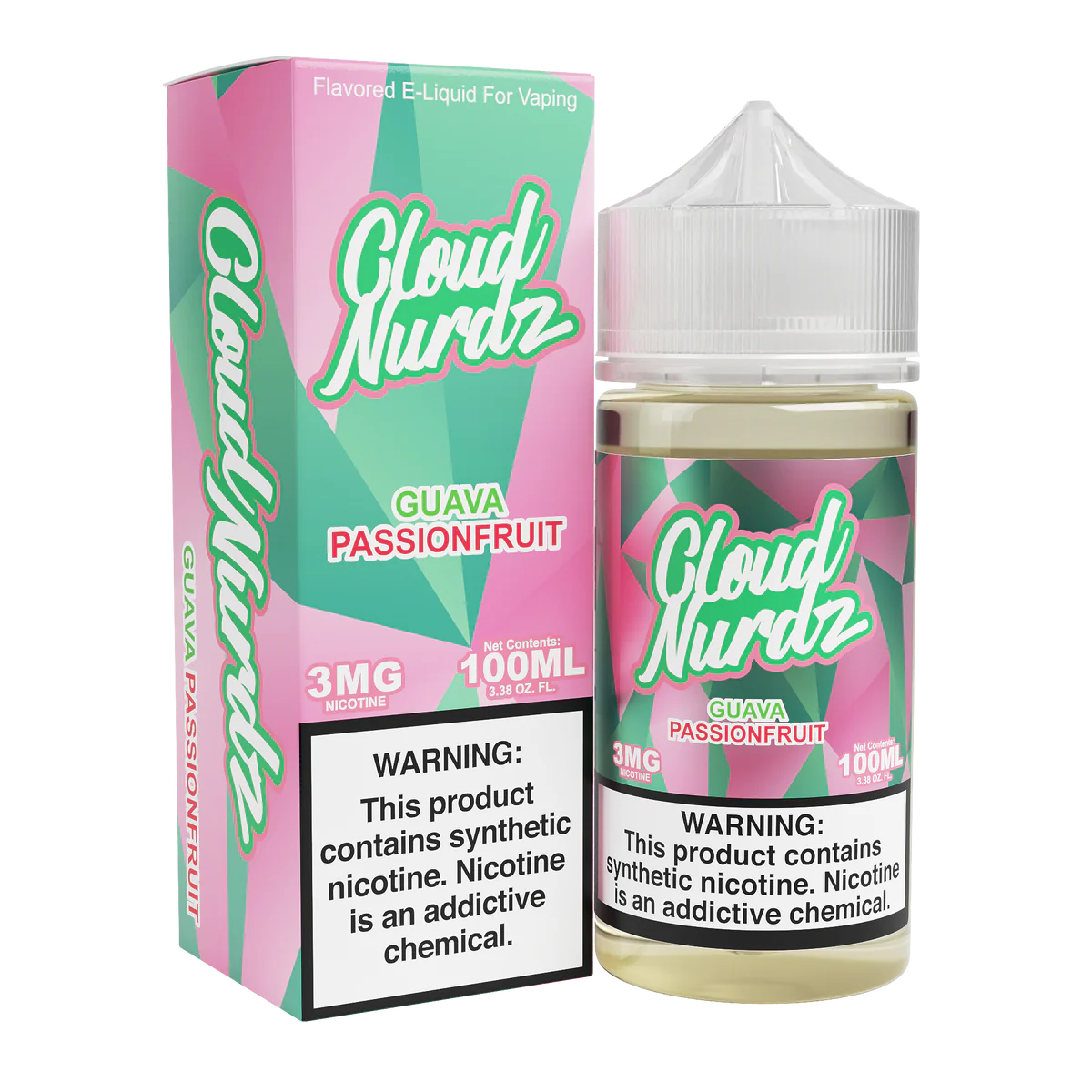 Cloud Nurdz Series E-Liquid 100mL (Freebase) Guava Passionfruit with Packaging