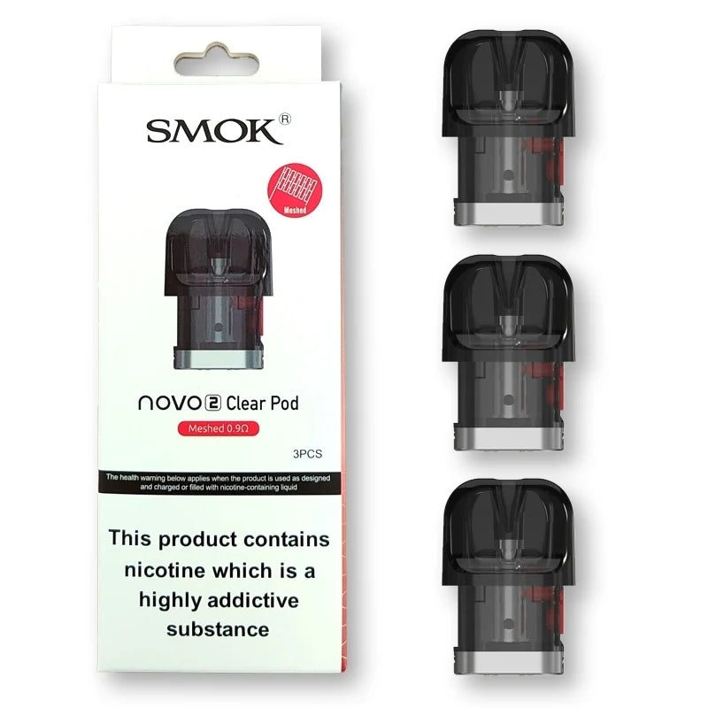 SMOK NOVO 2 CLEAR POD MESHED 0.9OHM 3PCS WITH PACKAGING