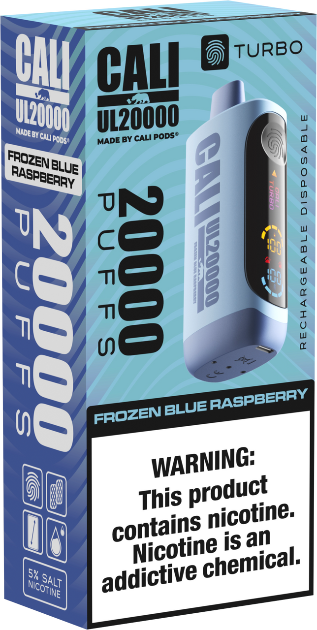 Cali Pod UL20000 6ct Frozen Blue Raspberry with Packaging