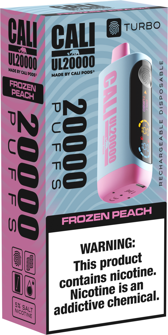 Cali Pod UL20000 6ct Frozen Peach with Packaging
