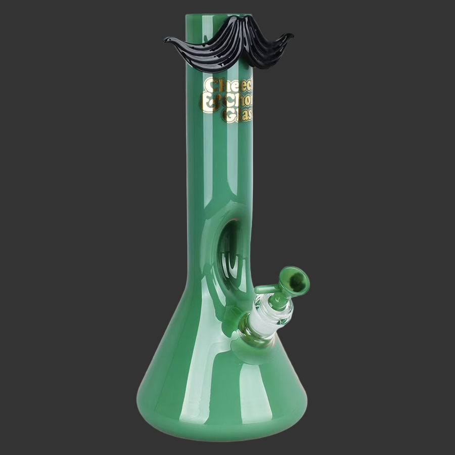 Cheech & Chong Glass 12" MOUSHTACHE Green