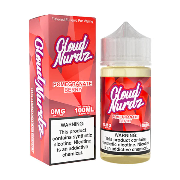 Cloud Nurdz Series E-Liquid 100mL 0mg (Freebase) | Pomegranate Berry with packaging