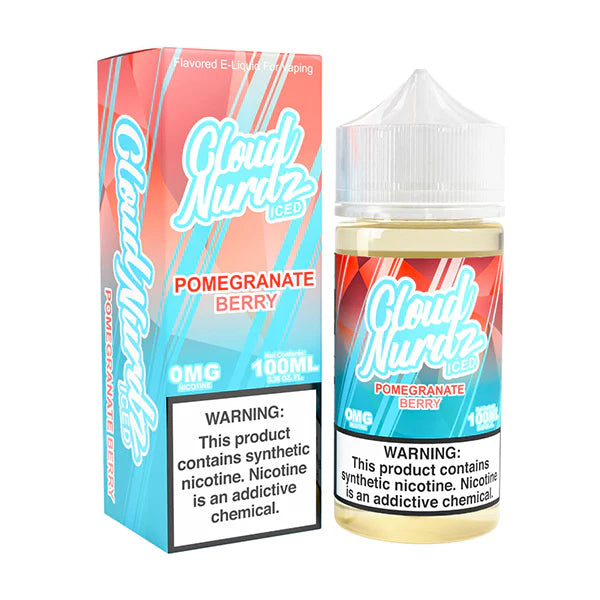 Cloud Nurdz Series E-Liquid 100mL 0mg (Freebase) | Pomegranate Berry Ice with packaging