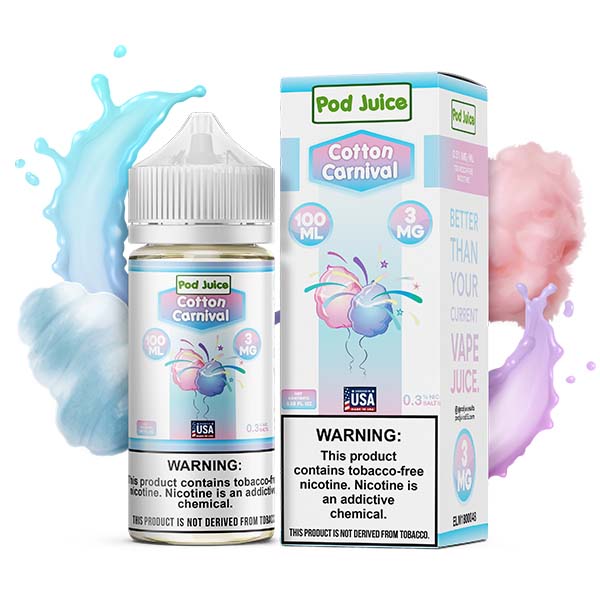 Pod Juice Series E-Liquid 100mL (Freebase) | 3mg Cotton Carnival with Packaging