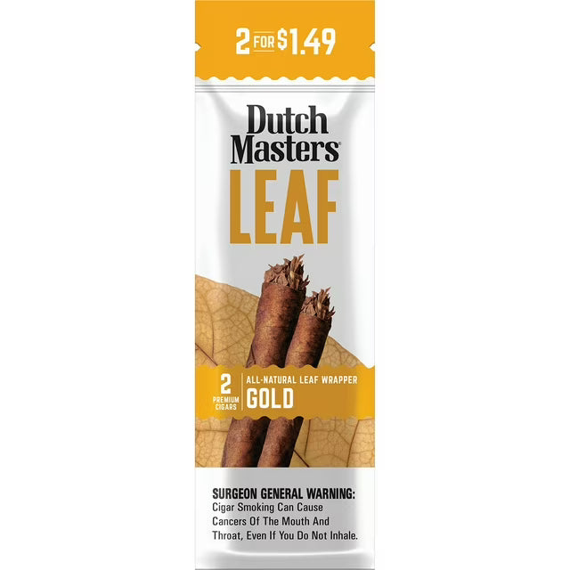 Dutch Masters Leaf 2 Cigarillos - 30Pk Gold with packaging