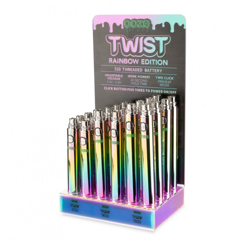OOZE TWIST BATTERY DISPLAY 24CT - RAINBOW WITH PACKAGING 