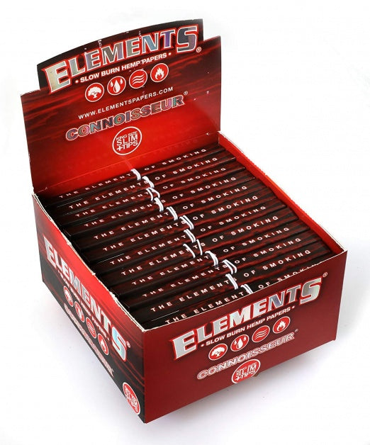 Elements Connoisseur Slow Burn Hemp Papers King Size Slim Tips with packaging