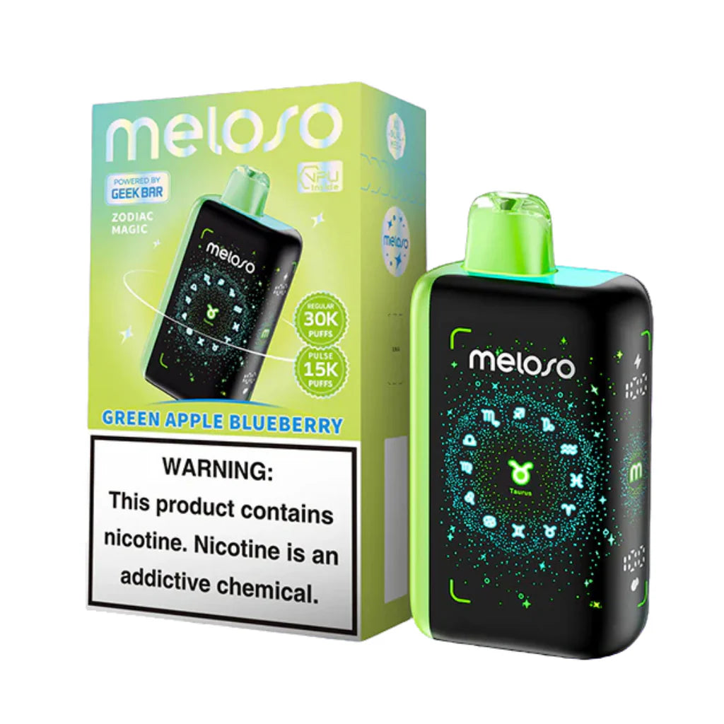 Geek Bar Meloso 30K Puff 5Ct Green Apple Blueberry with packaging